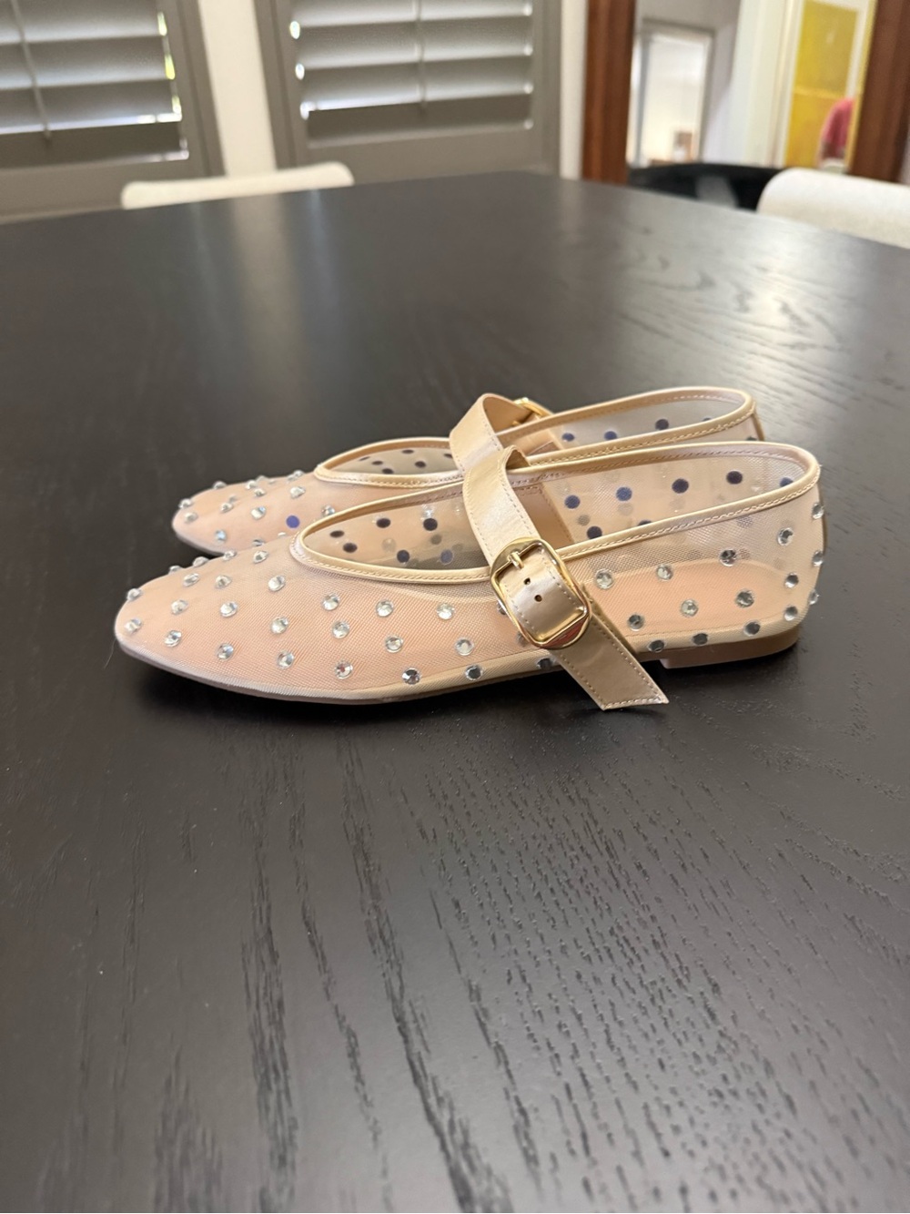 Studded Sheer Mary Jane Flats in Nude - Picture 7 of 8